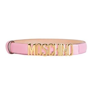 NWT Moschino logo skinny leather belt pink 38 💓